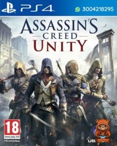 Portada de Assassin’s Creed Unity para PS4 en versión digital, juego de acción y aventura en París
