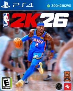 Portada del videojuego NBA 2K26 para PlayStation 4 edición estándar con Shai Gilgeous-Alexander