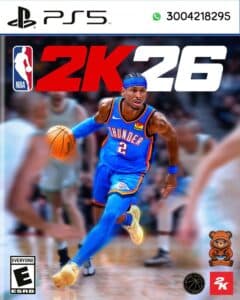 Portada del videojuego NBA 2K26 para PlayStation 5 edición estándar con Shai Gilgeous-Alexander