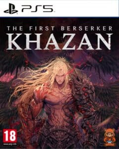 Portada de The First Berserker: Khazan para PS5 mostrando a Khazan con su arma y fondo épico de fantasía